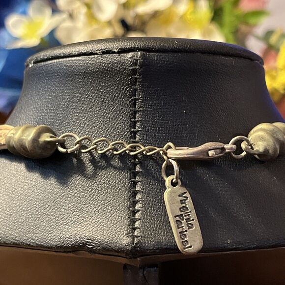 Virginia Parissi Designer Boho Colorful Disc Natural Material Cord Necklace 16” - Picture 6 of 6